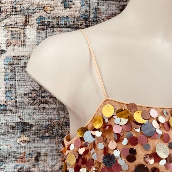 Lovers & Friends Chloe Mini Dress Girls Night Size L Sequin Rose Gold Disco - Picture 3 of 15